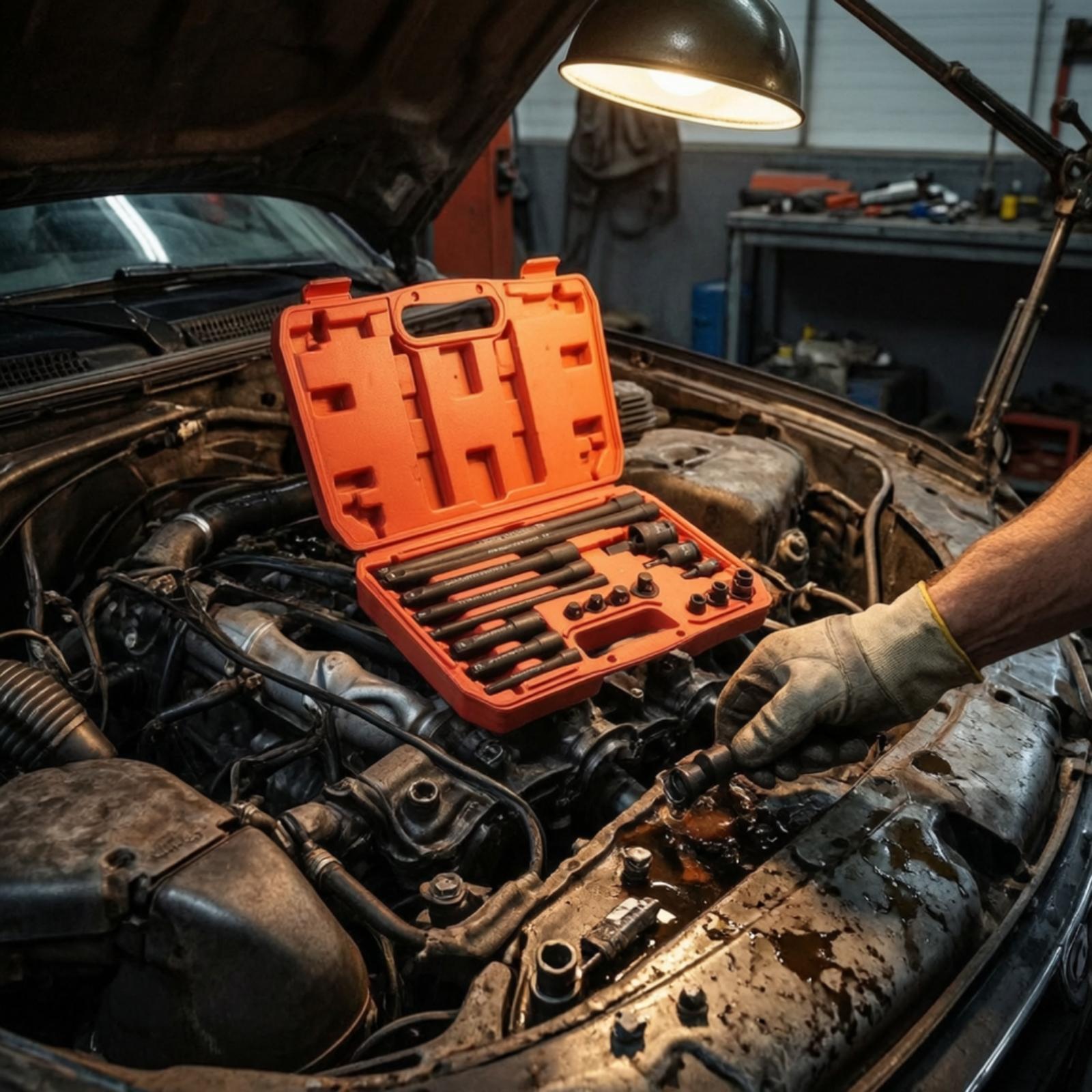 Automotive Tools - Zestaw kluczy udarowych 18-częściowy z przedłużkami,